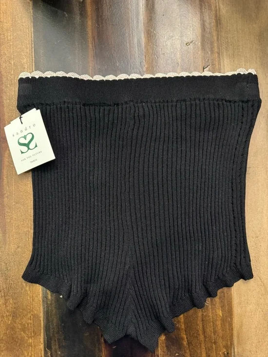 Sandro Black Ribbed Knit Shorts - Picture 4 of 6